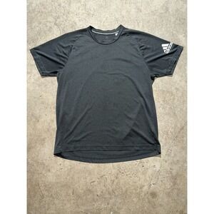adidas Climalite T-Shirt Men Large Gray Logo Solid Casual Short Sleeve Crew Neck
